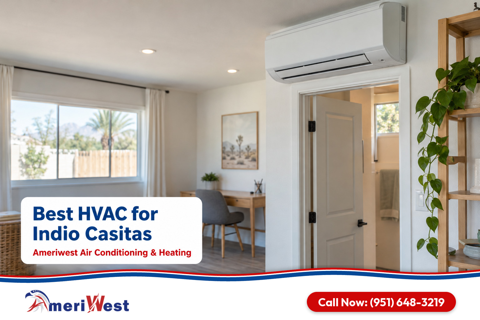Mini split in a converted garage room for HVAC in Indio by Ameriwest Air Conditioning & Heating